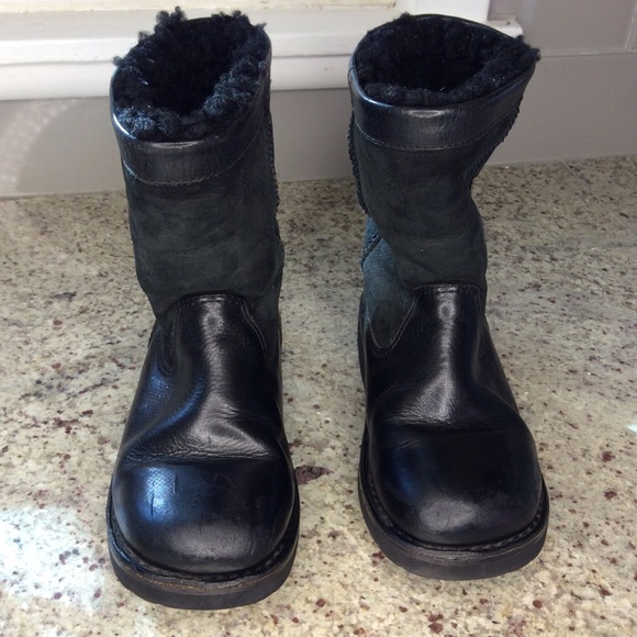 boys black leather boots